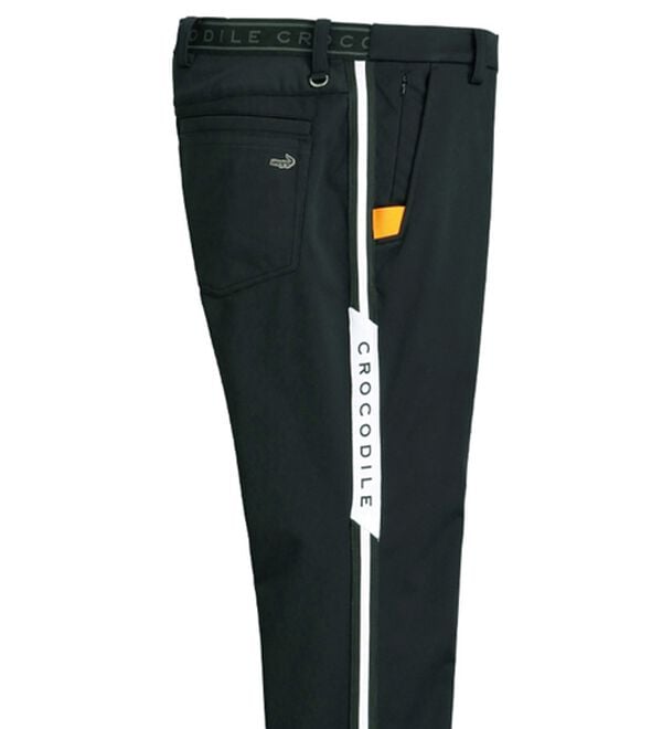 「＜クロコダイル＞防風テック裏フリースアクティブパンツ（メンズフルレングスパンツ）」｜ブラック