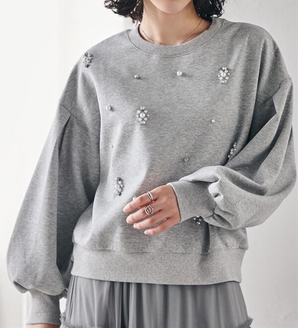 RANAN（ラナン）の「ビジュー使いボリューム袖プルオーバー（カットソー）」｜詳細画像