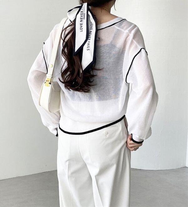 GeeRA（ジーラ）の「【機能付】配色ラインシアーニットカーデ（ニットカーディガン）」｜詳細画像