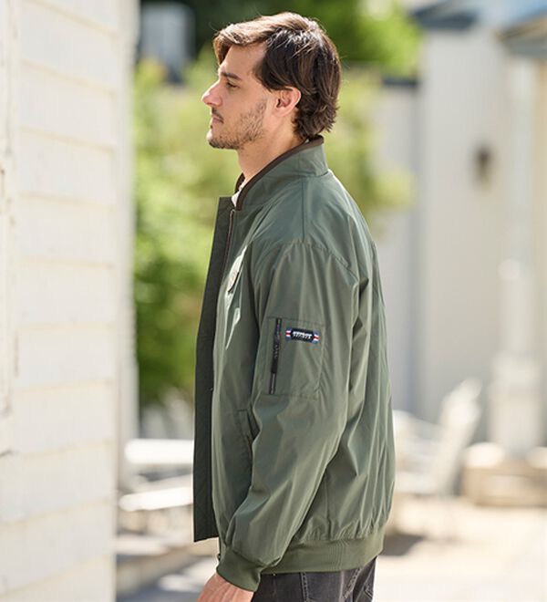 「＜ダンロップ・リファインド＞裏チェックデザインＭＡ１ジャケット（メンズブルゾン）」｜詳細画像