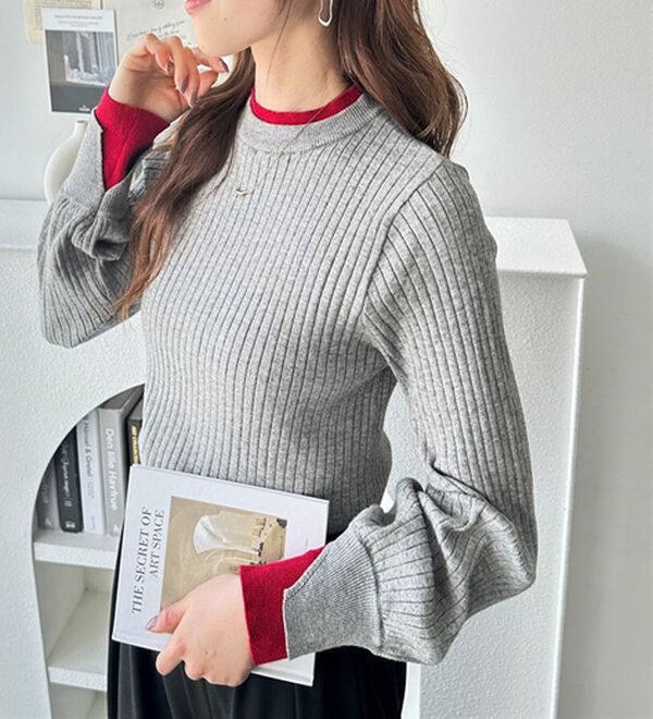 GeeRA（ジーラ）の「【再入荷】レイヤード風モチっと柔らかリブニット（ニット・セーター）」｜詳細画像