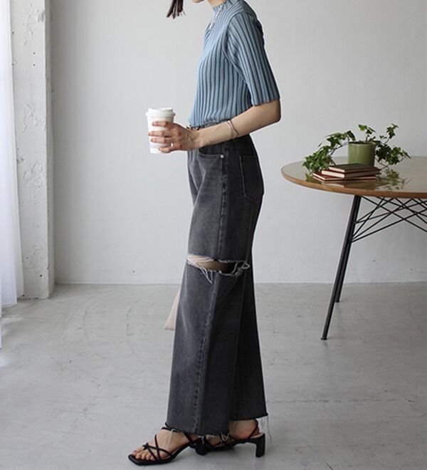 GeeRA（ジーラ）の「配色リブハイネックニット（ニット・セーター）」｜詳細画像