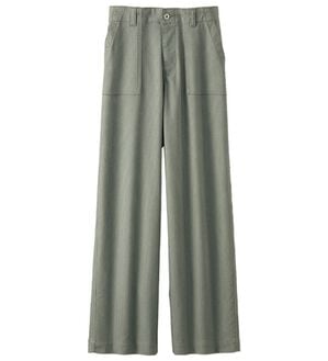 BELLUNA（ベルーナ）の「新感覚！メッシュデニムワイドパンツ（フルレングスパンツ）」｜カーキ