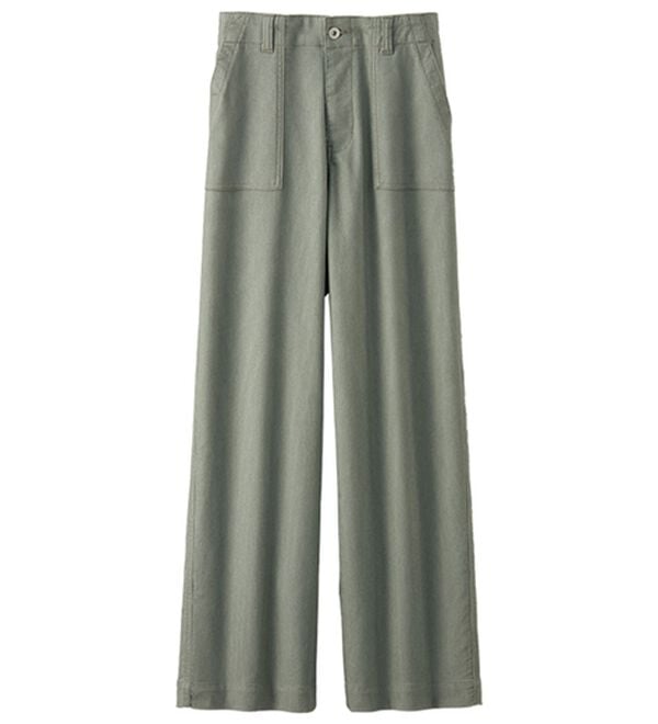 BELLUNA（ベルーナ）の「新感覚！メッシュデニムワイドパンツ（フルレングスパンツ）」｜カーキ