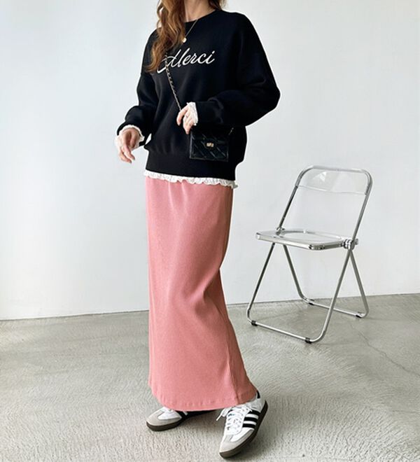 GeeRA（ジーラ）の「【着回し力◎】楽ちんすっきり見え！リブロングスカート（ロングスカート）」｜詳細画像