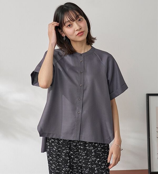 BELLUNA（ベルーナ）の「華奢見せ！麻調素材ラグラン切替ブラウス（ブラウス）」｜詳細画像