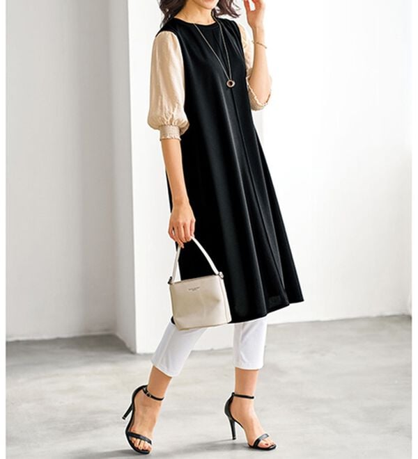 BELLUNA（ベルーナ）の「袖切替デザインシャーリングワンピース（その他ワンピース）」｜詳細画像