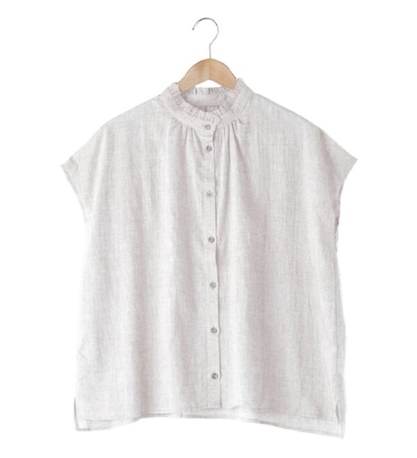 BELLUNA（ベルーナ）の「衿フリル使いフレンチスリーブブラウス（ブラウス）」｜オフ白