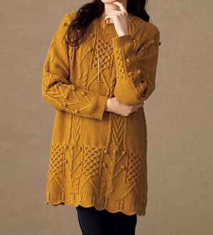 ルフラン（ルフラン）の「手編み風のデザインニットチュニック（ニット・セーター）」｜詳細画像
