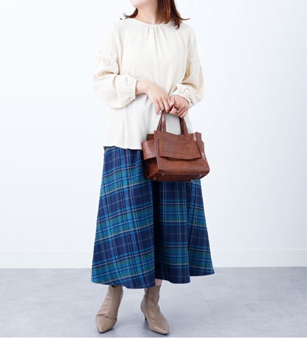 BELLUNA（ベルーナ）の「大人顔チェックスカート（ロングスカート）」｜詳細画像