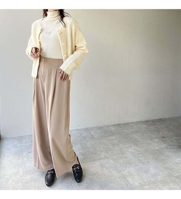 GeeRA（ジーラ）の「ハイウエストジップワイドパンツ（フルレングスパンツ）」｜詳細画像