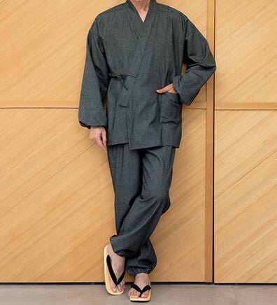「デニム調のカジュアル作務衣（メンズ和装・浴衣・和装グッズ）」