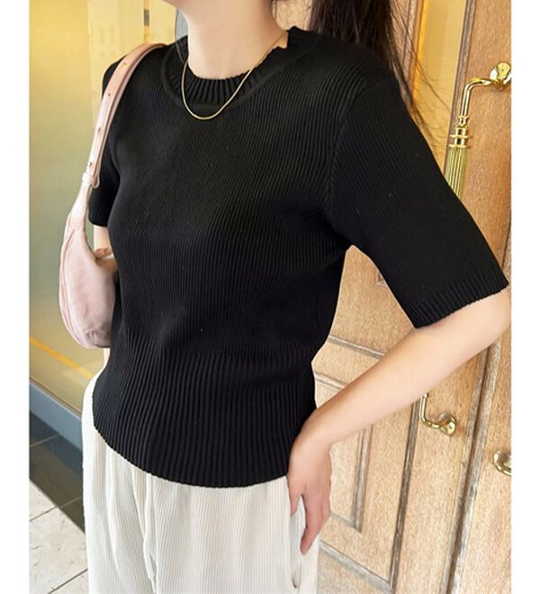 GeeRA（ジーラ）の「編地切替ニットトップス（ニット・セーター）」｜詳細画像