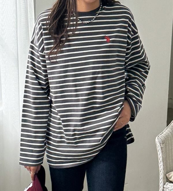 GeeRA（ジーラ）の「【Ｕ．Ｓ．ＰＯＬＯ ＡＳＳＮ】オーバーサイズ刺しゅうロンＴ（カットソー）」｜詳細画像