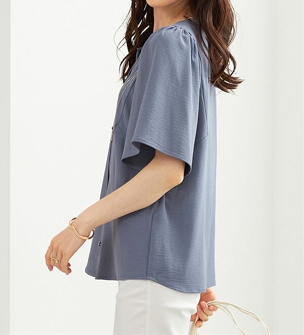 BELLUNA（ベルーナ）の「お手入れ楽々！ビンテージ素材ブラウス（ブラウス）」｜詳細画像