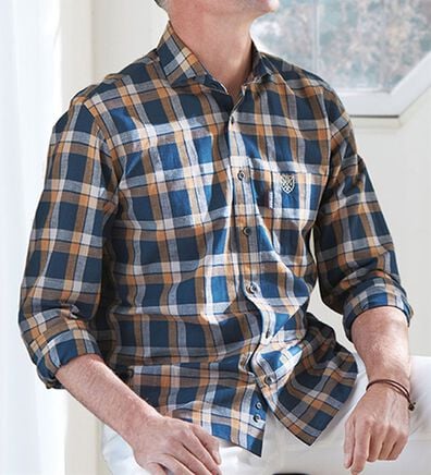 「＜ダンロップ・リファインド＞着心地快適ハイブリットリネンシャツ（メンズシャツ）」