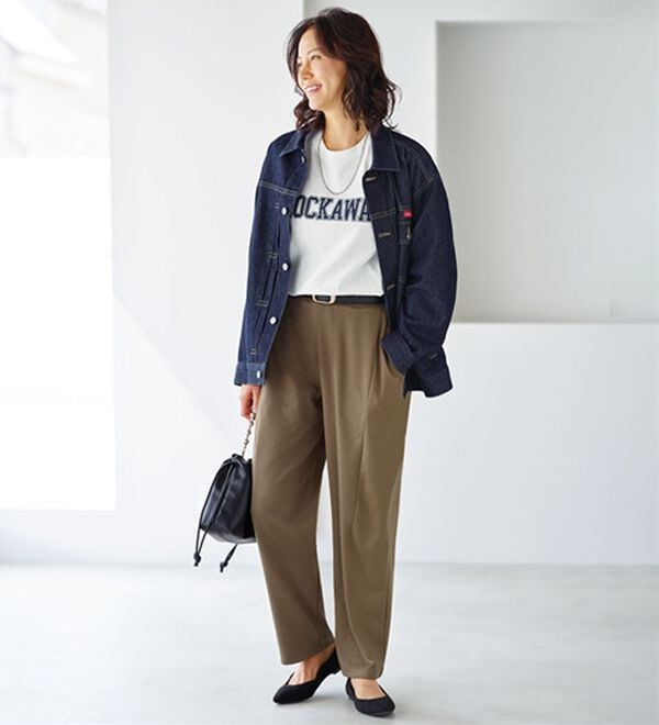 BELLUNA（ベルーナ）の「シュッと体型カバー！ワイドテーパード美脚パンツ（フルレングスパンツ）」｜詳細画像