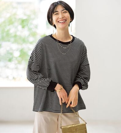 BELLUNA（ベルーナ）の「ゆったり体型カバー！ボーダープルオーバー（カットソー）」