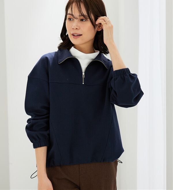 BELLUNA（ベルーナ）の「異素材使いハーフジッププルオーバー（カットソー）」｜詳細画像