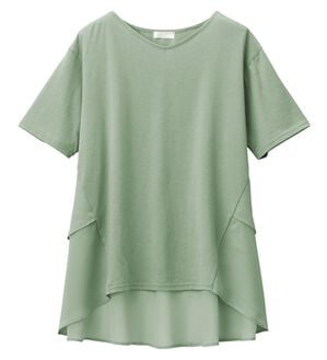alotta（アロッタ）の「【接触冷感】バックシフォン切替チュニック（チュニック）」｜ミント