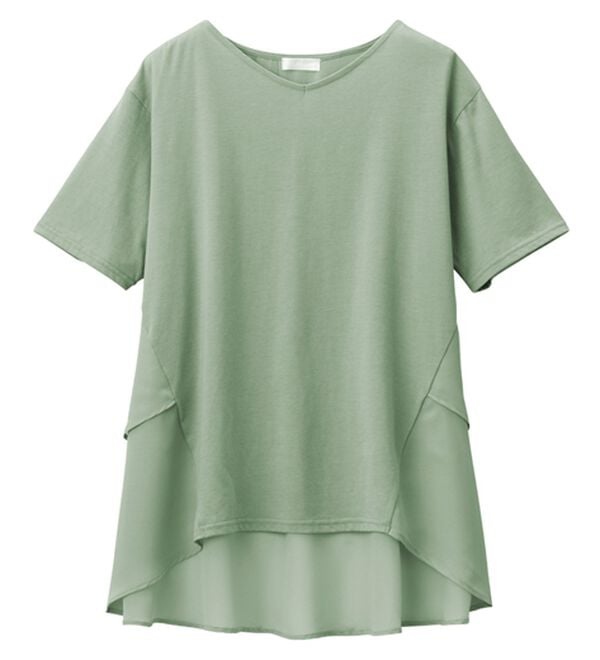 alotta（アロッタ）の「【接触冷感】バックシフォン切替チュニック（チュニック）」｜ミント