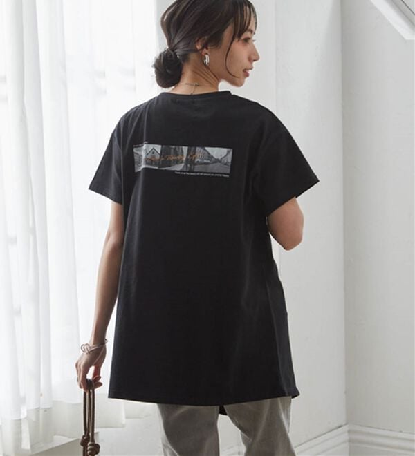 RANAN（ラナン）の「【ひんやり】ロゴプリントチュニックTシャツ（Tシャツ）」｜詳細画像