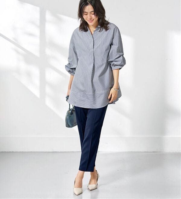 BELLUNA（ベルーナ）の「【選べる2丈】メランジストレッチ素材テーパードパンツ（テーパードパンツ）」｜詳細画像