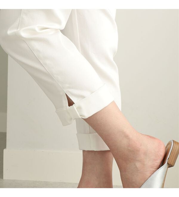 BELLUNA（ベルーナ）の「ヒンヤリ&times;サラリ速乾！綿サテンストレッチ裾リボンクロップドパンツ（クロップドパンツ）」｜詳細画像