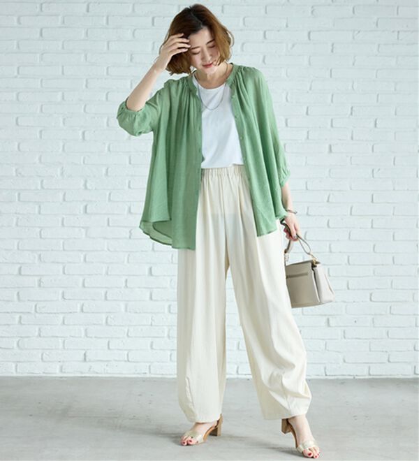 BELLUNA（ベルーナ）の「スラブ素材ギャザーデザインブラウス（ブラウス）」｜詳細画像