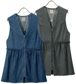 ルフラン（ルフラン）の「【２色組】甘辛ミックス夏デニムのチュニックベスト（ベスト）」｜2色組