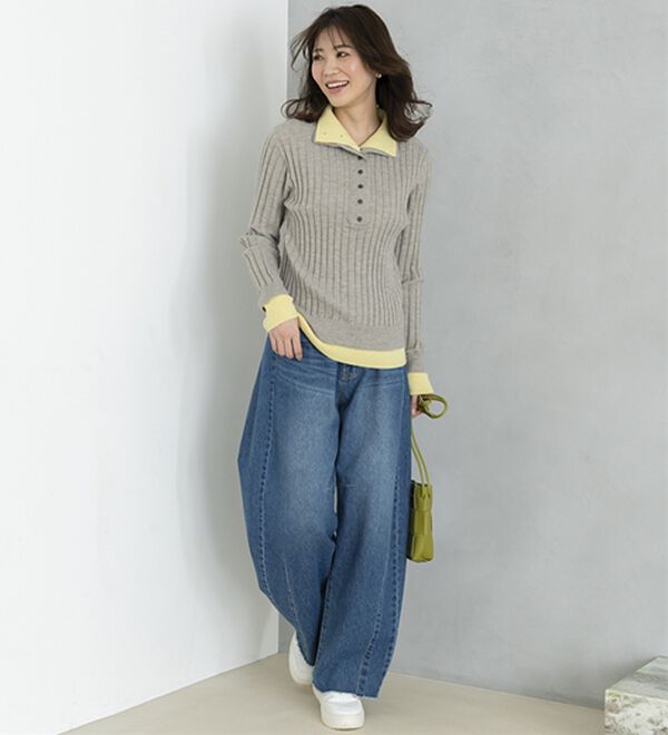 BELLUNA（ベルーナ）の「多ボタン使い配色ニットプルオーバー（ニット・セーター）」｜詳細画像