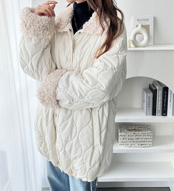 GeeRA（ジーラ）の「衿ボアミドル丈バルーンキルティングブルゾン（ブルゾン）」｜詳細画像