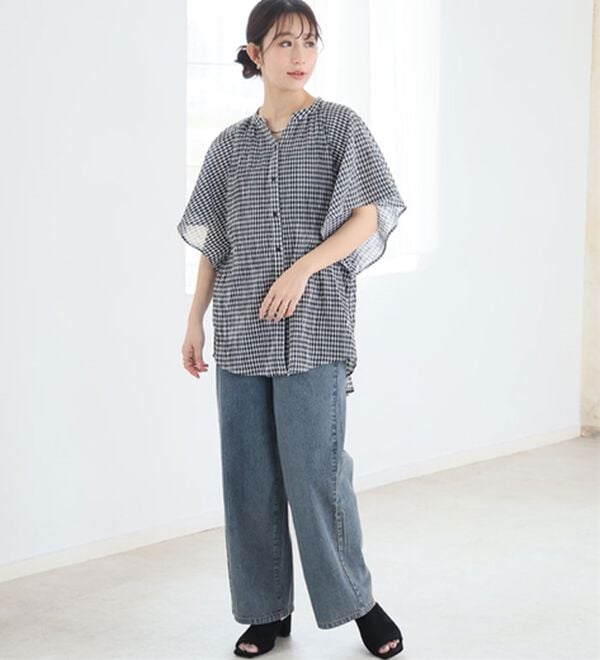 A HAPPY MARILYN（アハッピーマリリン）の「【大きいサイズ】【Ｌ～６Ｌ】フレアスリーブワイドブラウス【風通るプレミアム】（ブラウス）」｜詳細画像