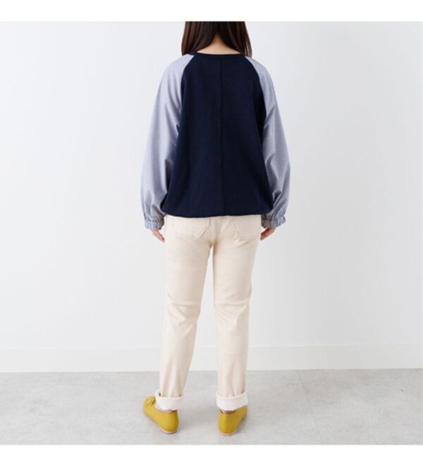 Viola e Viola（ヴィオラ エ ヴィオラ）の「綿混ミニ裏毛ストライプ切替トップス（カットソー）」｜詳細画像