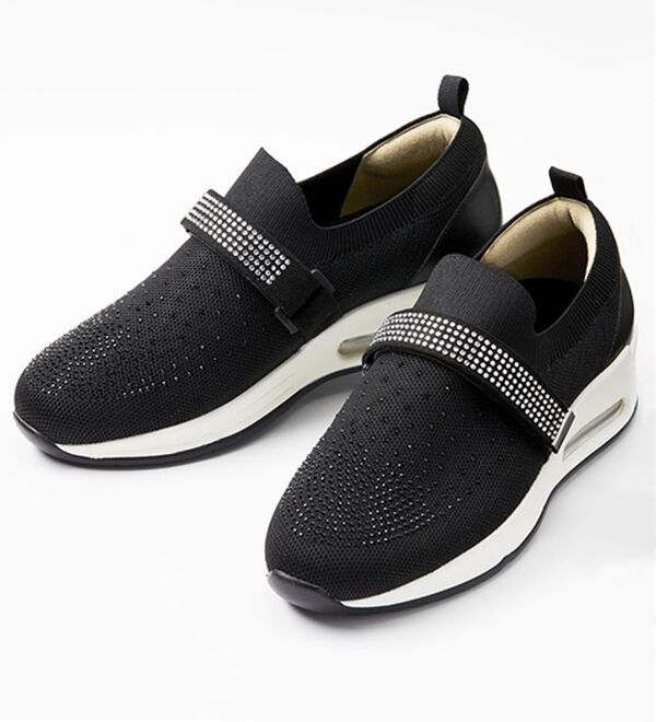 ルフラン（ルフラン）の「ビジュー付４Ｅベルトニットスニーカー（スニーカー）」｜ブラック