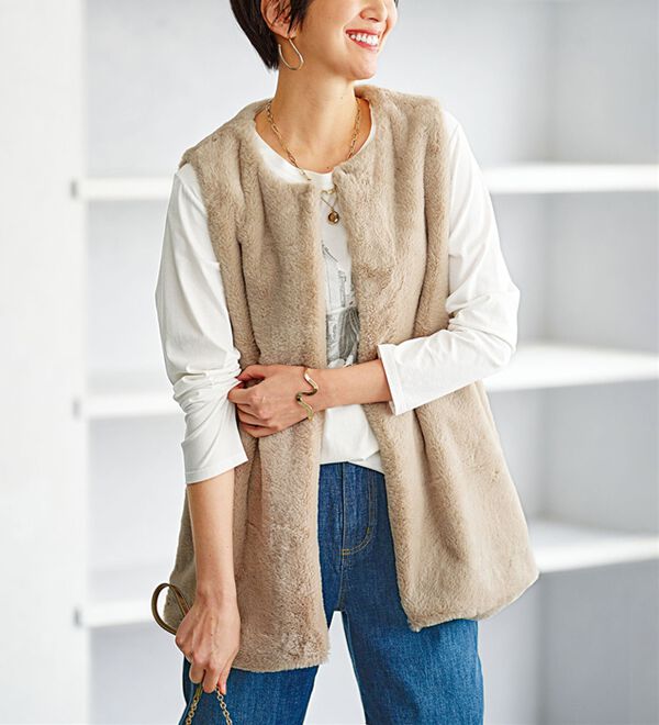 ホック付もこもこファーベスト - ベルーナ【公式】