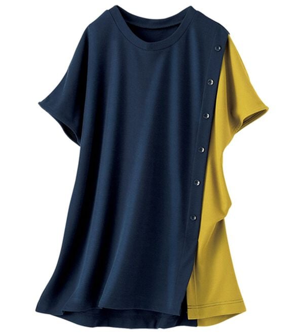BELLUNA（ベルーナ）の「ボタン使い配色切替デザインチュニック（チュニック）」｜詳細画像