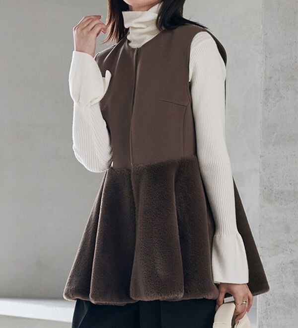 RANAN（ラナン）の「ペプラムファー切替ジレ（ジレ）」｜詳細画像