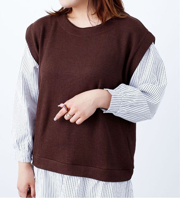 BELLUNA（ベルーナ）の「あぜ素材シャツフェイクチュニック（チュニック）」｜詳細画像