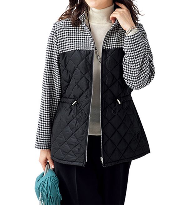 ルフラン（ルフラン）の「千鳥柄切替中わたジャケット＜クラリア＞（ハーフコート）」｜詳細画像