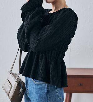 RANAN（ラナン）の「シャーリングカットブラウス（カットソー）」｜ブラック