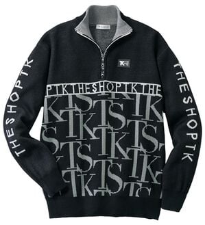 「＜ザ　ショップ　ティーケー＞ロゴジャカードハーフジップニット（メンズニット・セーター）」｜ブラック