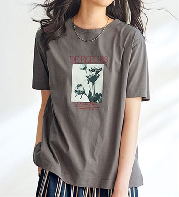 BELLUNA（ベルーナ）の「ヒンヤリ！綿１００％大人フォトプリントＴシャツ（Tシャツ）」｜チャコール