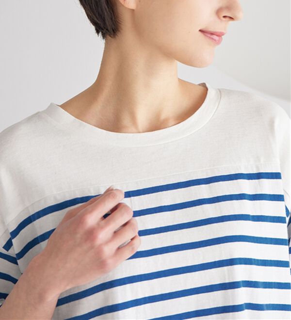 Viola e Viola（ヴィオラ エ ヴィオラ）の「綿１００％バスクボーダーランタン袖トップス（カットソー）」｜詳細画像