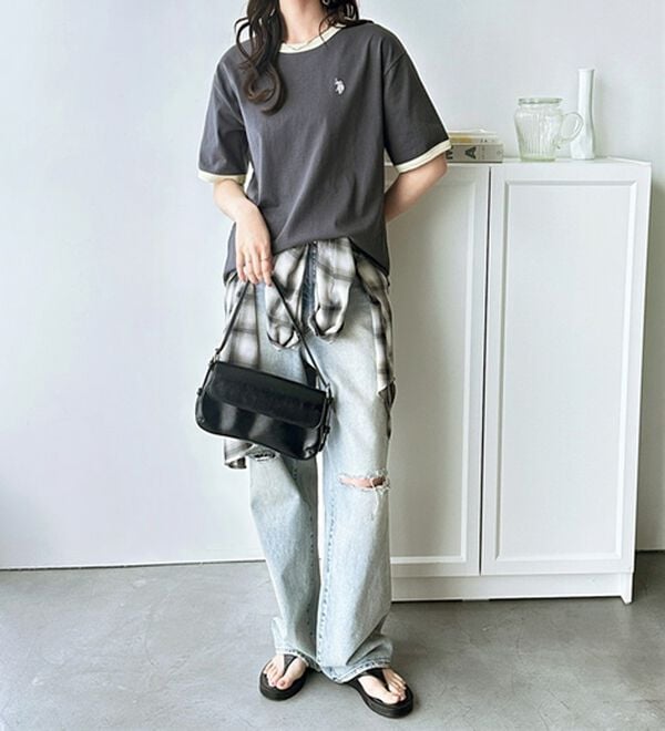 GeeRA（ジーラ）の「【ＵＳ．ＰＯＬＯ．ＡＳＳＮ】接触冷感リンガーＴシャツ（Tシャツ）」｜詳細画像