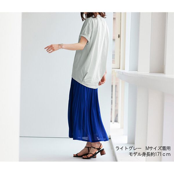 RANAN（ラナン）の「ひんやり！綿100％汗ジミ防止！裾タックロング丈Tシャツ＜Ｂeautiful Ｃotton＞（チュニック）」｜詳細画像