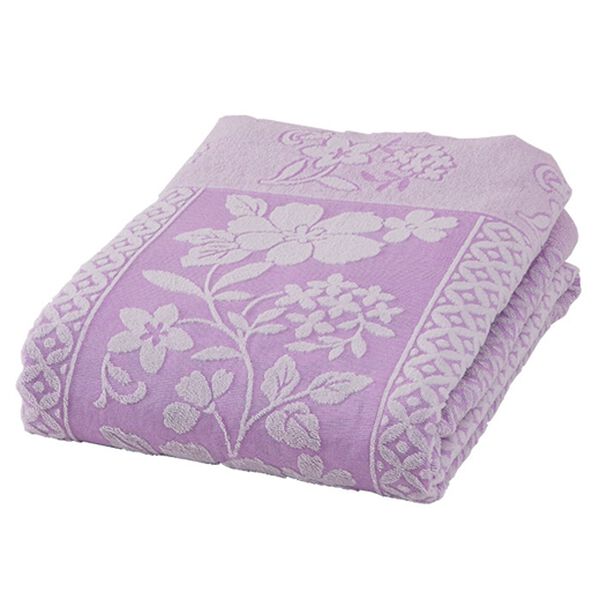 「今治産ワイドジャカード織タオルケット＜綿１００％・シングル・３色組はフェイスタオルプレゼント・洗える・冷房対策＞（肌掛布団・タオルケット）」｜シングルパープル
