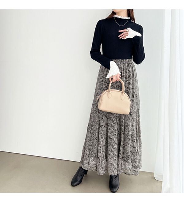 GeeRA（ジーラ）の「プリーツ付ハイネックリブニットトップス（ニット・セーター）」｜詳細画像