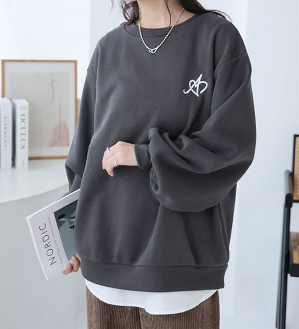 A HAPPY MARILYN（アハッピーマリリン）の「【Ｌ～８Ｌ】【ハピぽか裏起毛】２デザインから選べる刺繍トレーナー 毛玉になりにくい（トレーナー・スウェット）」｜スミクロ