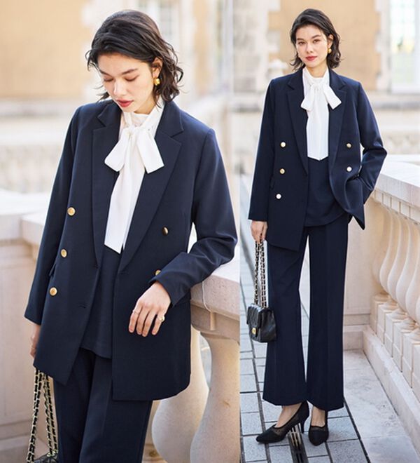 GeeRA（ジーラ）の「【入卒式/セレモニー】着回しベスト＆ジャケットセットスーツ（パンツスーツ）」｜ネイビー